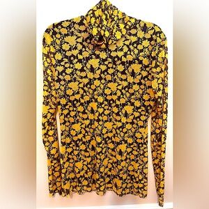 GANNI Mesh Roll Neck Long-Sleeve in 'Spectra Yellow” Excellent